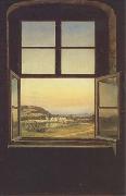 johann christian Claussen Dahl View through a Window to the Chateau of Pillnitz (mk09) France oil painting artist